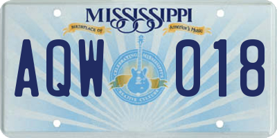 MS license plate AQW018