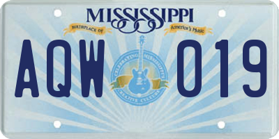 MS license plate AQW019