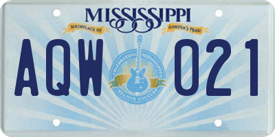 MS license plate AQW021