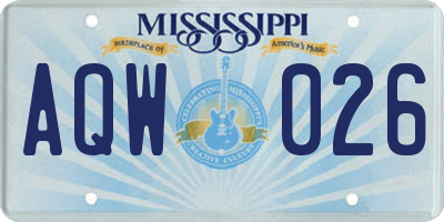 MS license plate AQW026