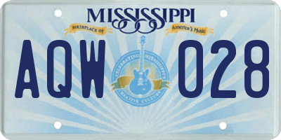 MS license plate AQW028