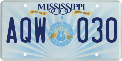 MS license plate AQW030