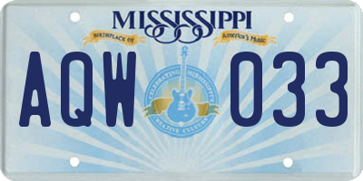 MS license plate AQW033