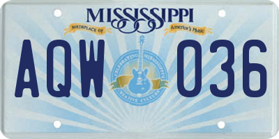 MS license plate AQW036
