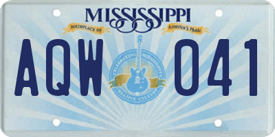 MS license plate AQW041