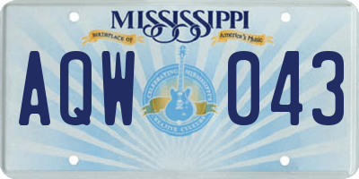 MS license plate AQW043