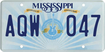 MS license plate AQW047