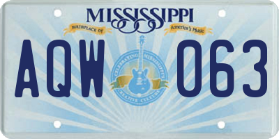 MS license plate AQW063