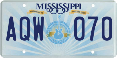 MS license plate AQW070