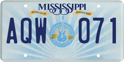 MS license plate AQW071