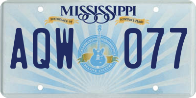 MS license plate AQW077
