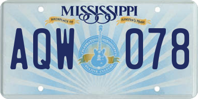 MS license plate AQW078