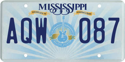 MS license plate AQW087