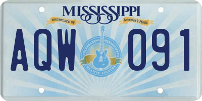 MS license plate AQW091