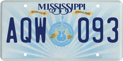 MS license plate AQW093