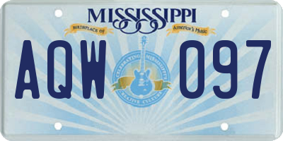 MS license plate AQW097