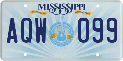 MS license plate AQW099
