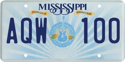 MS license plate AQW100