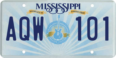 MS license plate AQW101