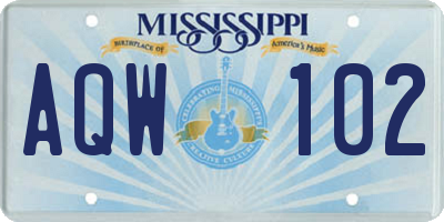 MS license plate AQW102