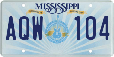 MS license plate AQW104