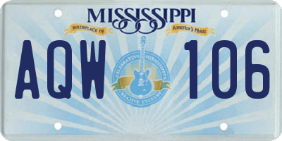 MS license plate AQW106