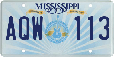MS license plate AQW113