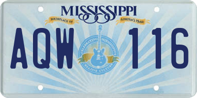 MS license plate AQW116