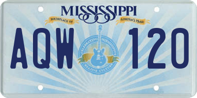 MS license plate AQW120