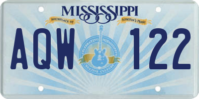 MS license plate AQW122
