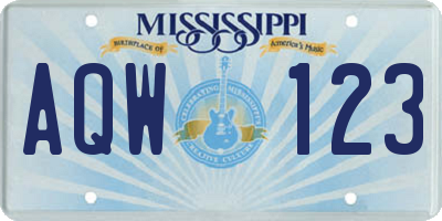 MS license plate AQW123