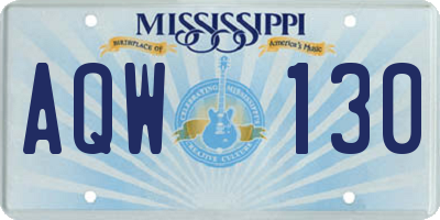 MS license plate AQW130