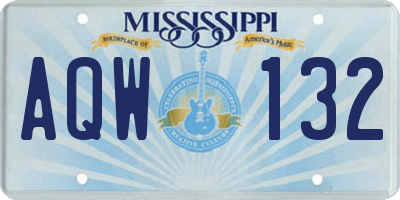 MS license plate AQW132