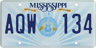 MS license plate AQW134