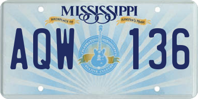 MS license plate AQW136
