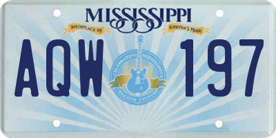 MS license plate AQW197