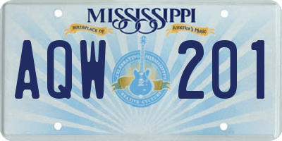 MS license plate AQW201