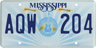 MS license plate AQW204