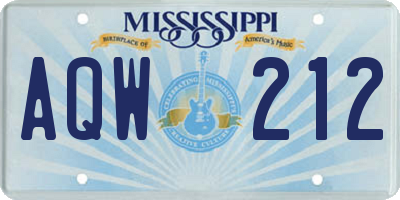 MS license plate AQW212