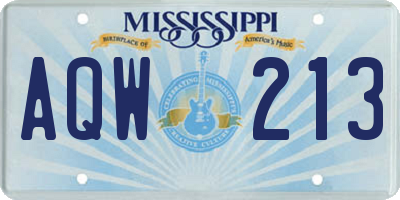 MS license plate AQW213