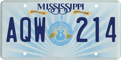 MS license plate AQW214