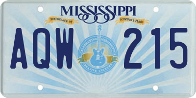 MS license plate AQW215