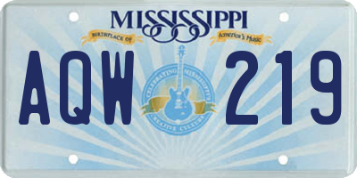 MS license plate AQW219