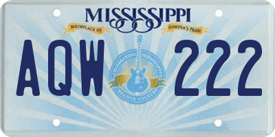 MS license plate AQW222