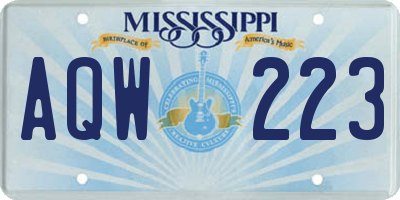 MS license plate AQW223