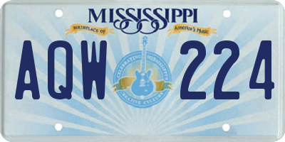 MS license plate AQW224