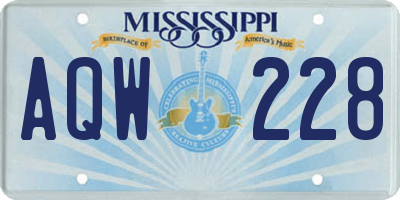 MS license plate AQW228