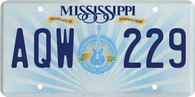 MS license plate AQW229