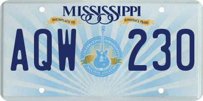MS license plate AQW230