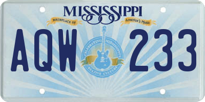 MS license plate AQW233